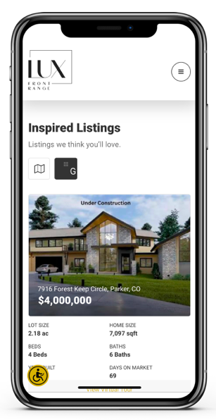 iphone image of lux front range real estate website